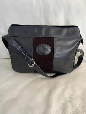 Celine Black Leather Bag with Brown Suede Panels